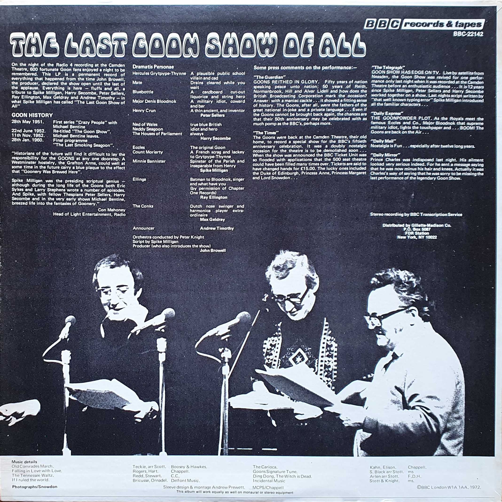 Picture of BBC - 22142 The last Goon show of all by artist Spike Milligan from the BBC records and Tapes library